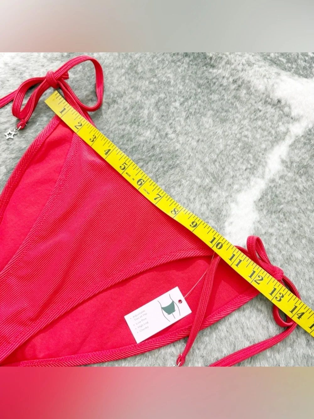 NWT Wild Fable Side Tie Shiny Ribbed Low-Rise High Leg Cheeky Bikini Bottoms S - Picture 12 of 12